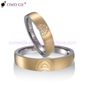 Comfortable & Smooth Jewelry Design Polishing Couple Ring with Gold Plating